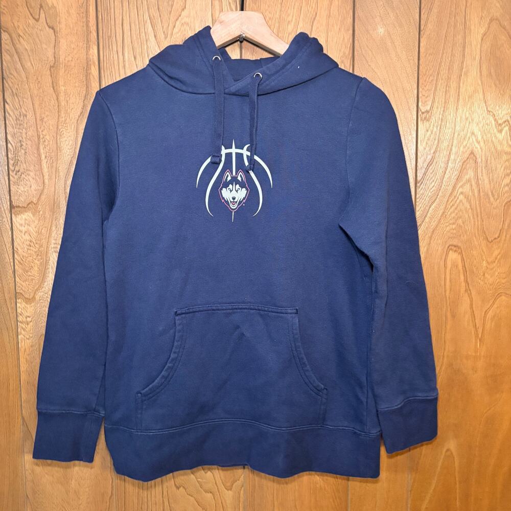 UConn Huskies Hoodie Blue Mens Medium University Connecticut Sweatshirt See Back